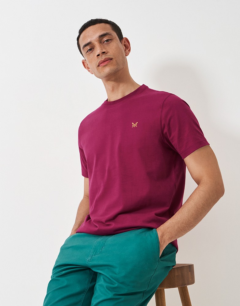 Classic Cotton Crew Neck T-Shirt in Raspberry