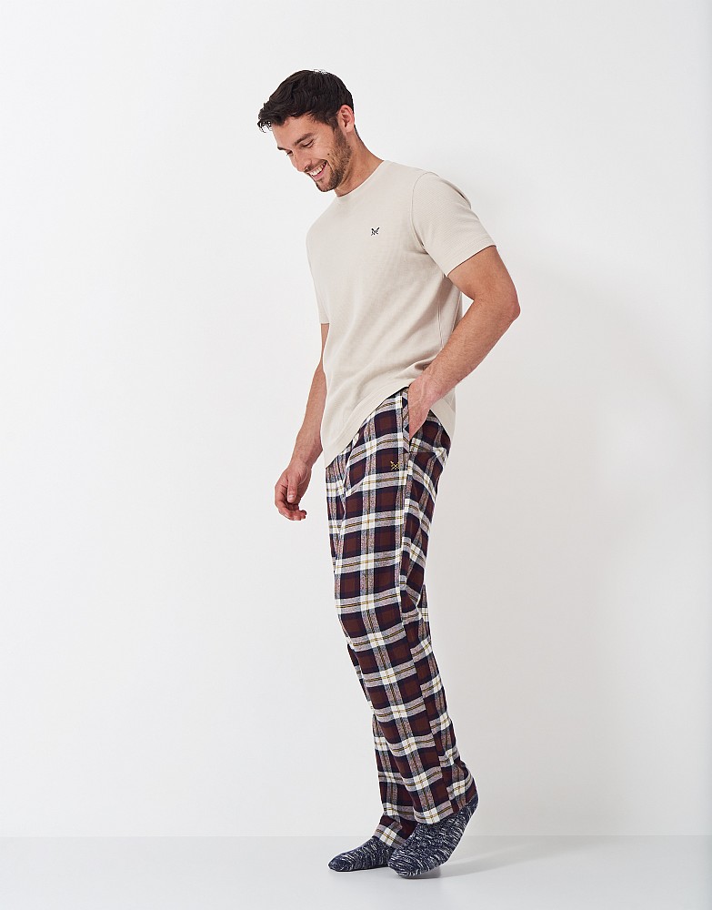 Flannel Lounge Trouser in Burgundy Check