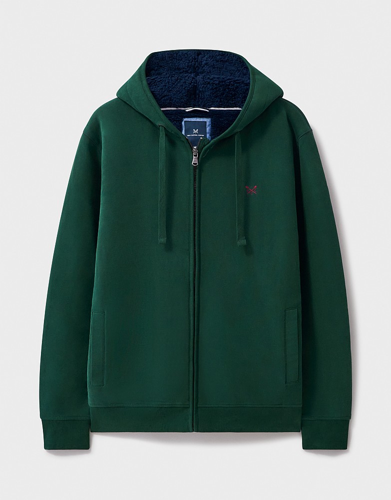Men's Zip Through Hoodie in Green Marl from Crew Clothing Company