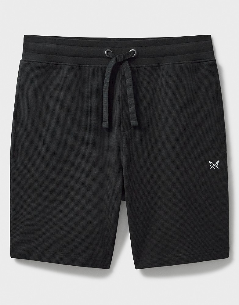 Men's Cotton Blend Waffle Lounge Shorts in Charcoal from Crew Clothing