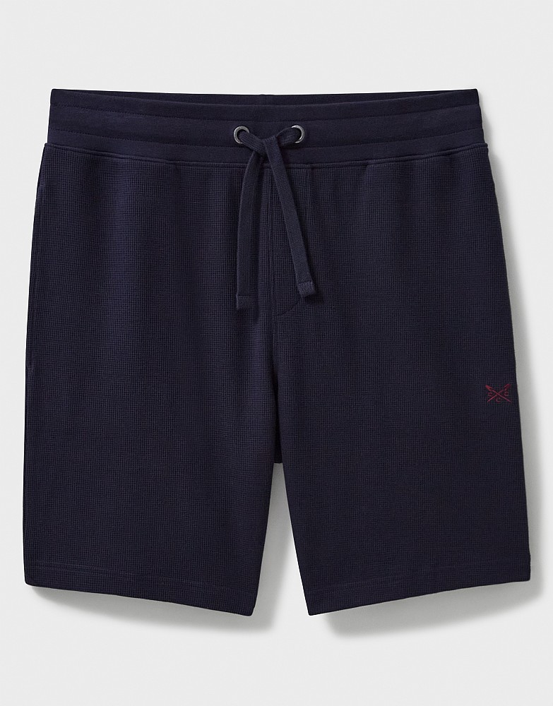 Men's Cotton Blend Waffle Lounge Shorts in Navy from Crew Clothing