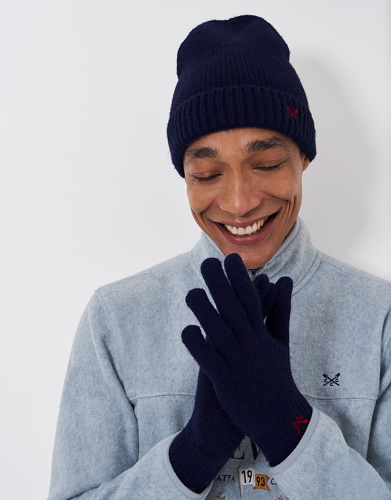 Ribbed Gloves in Navy
