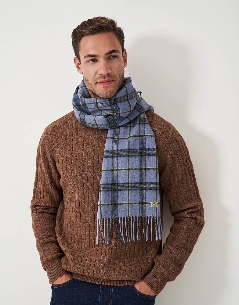 Wool Scarf in Blue Check