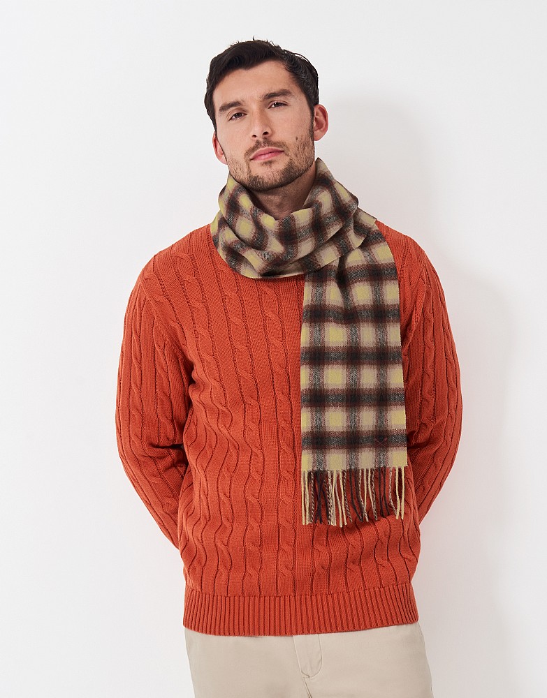 Wool Scarf in Stone Check