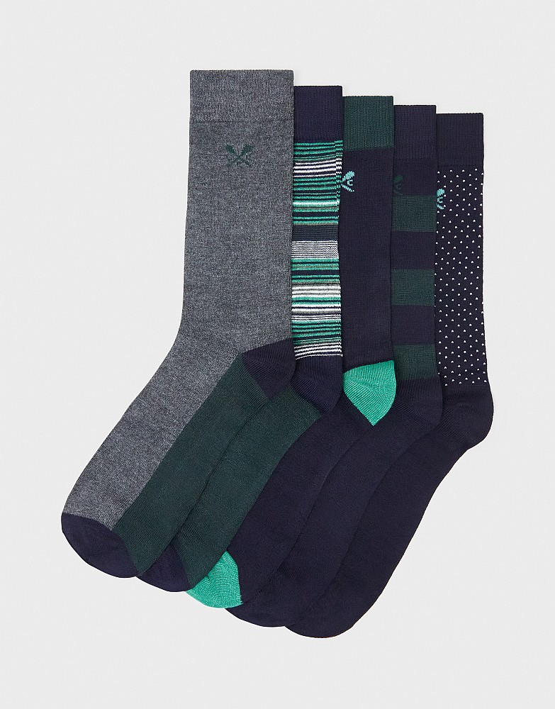 5 Pack Bamboo Sock Box in Greens