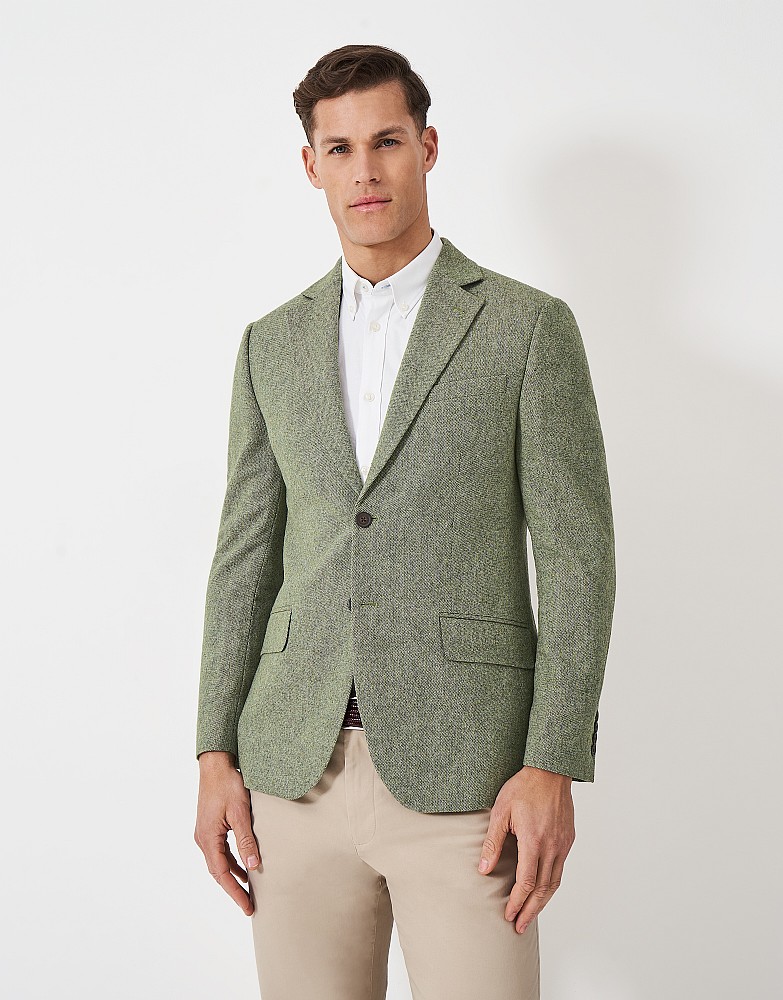 Wool Blend Tweed Blazer in Green