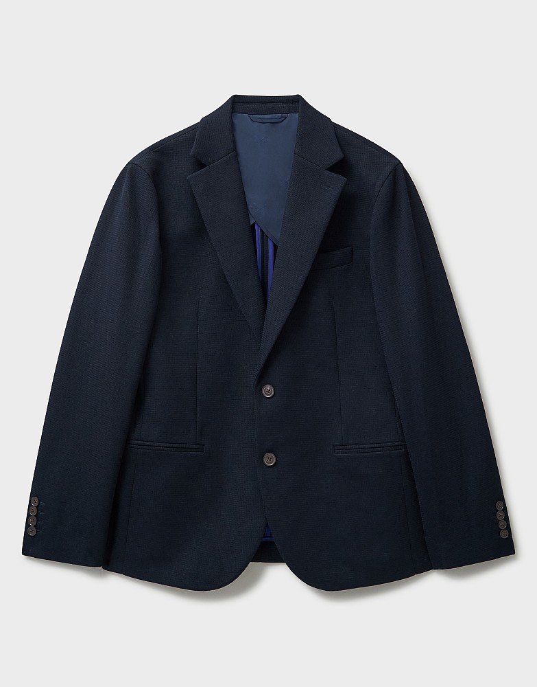Waffle Stretch Jersey Blazer in Navy