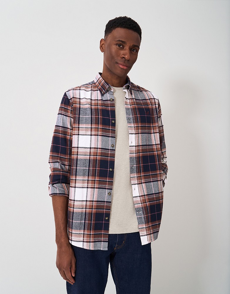 Spencer Check Flannel Shirt in Navy, Beige and Pink