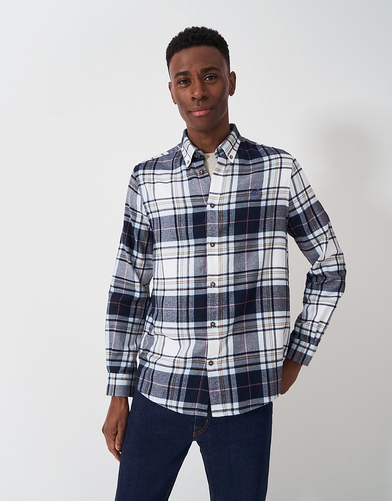 Spencer Check Flannel Shirt in Beige and Blue