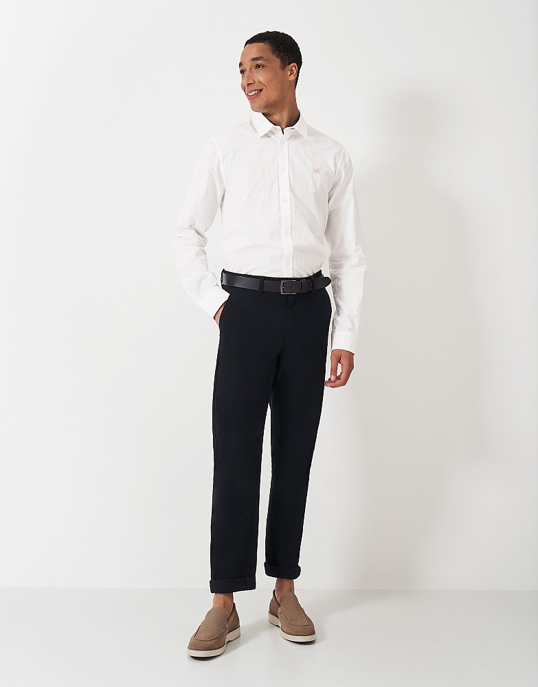 Long Sleeve Windowpane Dobby Twill Shirt in White