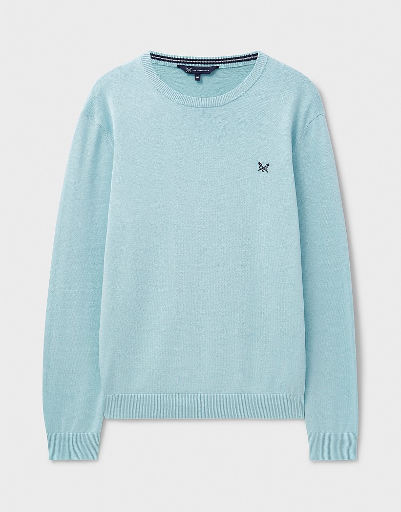 Organic Cotton Crew Neck Jumper in Blue