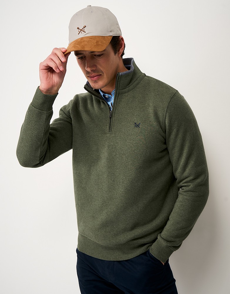 Classic Half-Zip Sweatshirt in Olive Marl