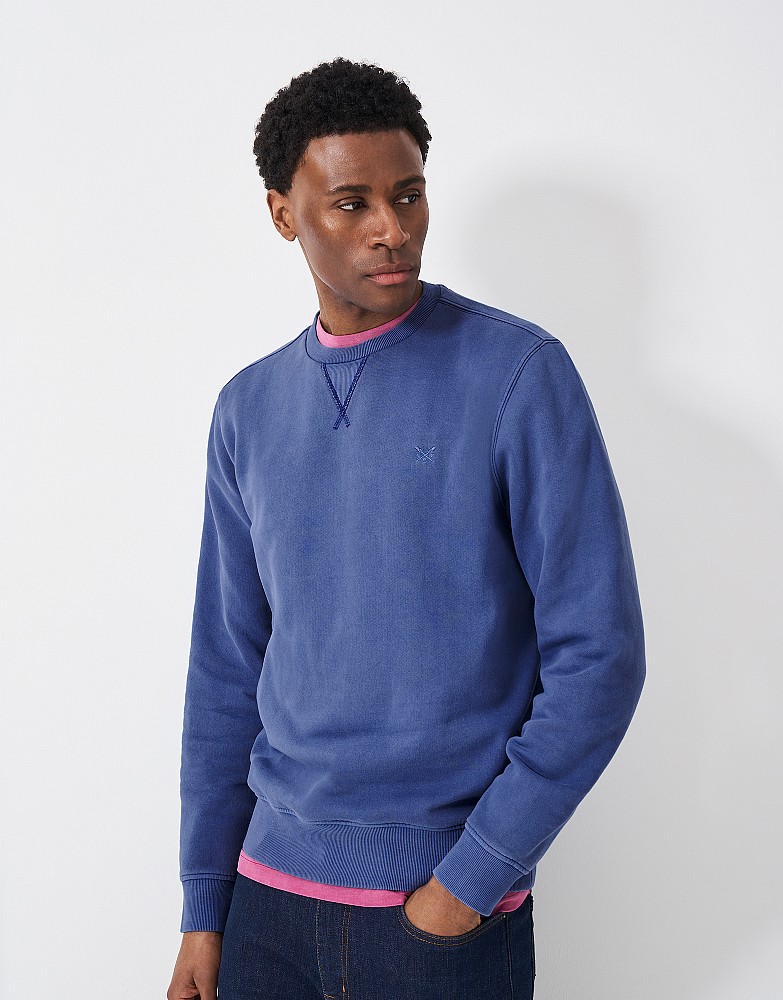 Garment Dye Crew Neck Sweatshirt in Dark Blue