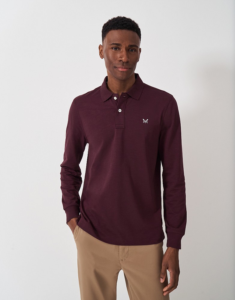 Long Sleeve Polo Shirt in Burgundy