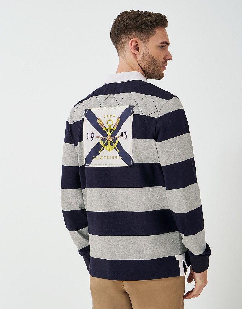 Callington Striped Rugby Shirt in Navy and Grey