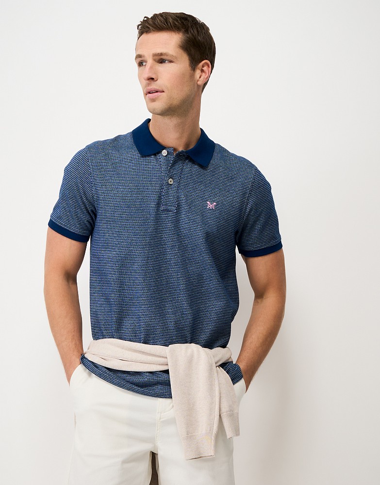 Eatesbrook Jacquard Polo Shirt in Blue and White