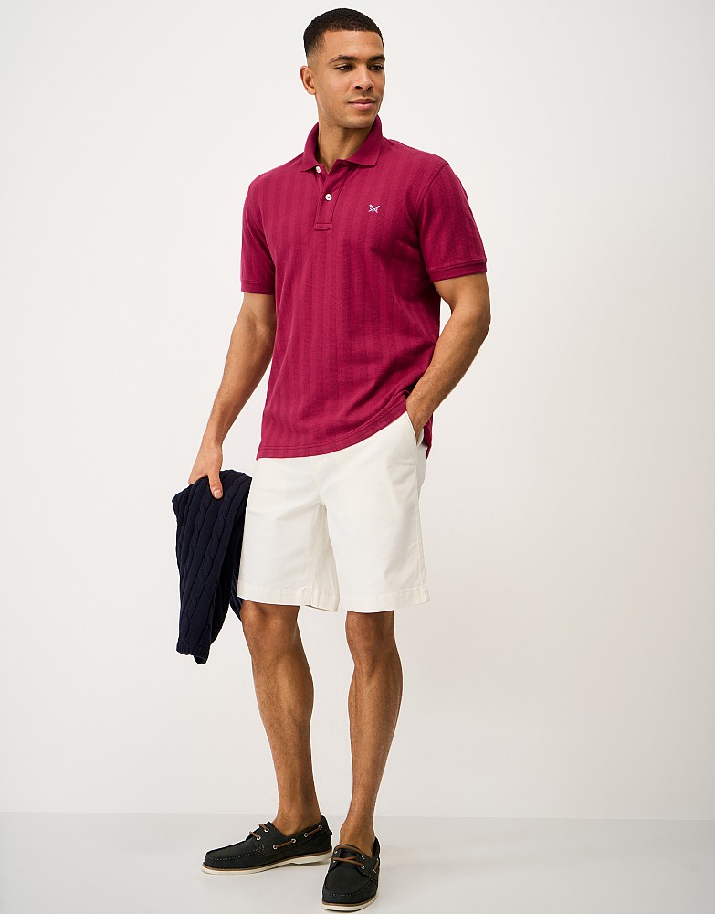 Stripe Jacquard Polo Shirt in Burgundy