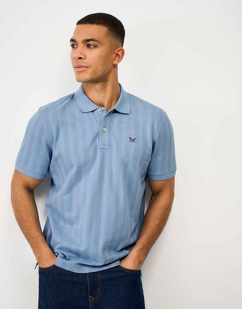 Stripe Jacquard Polo Shirt in Dark Blue