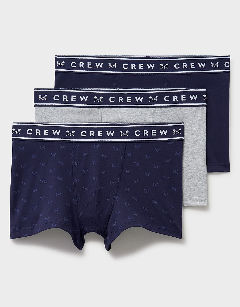 3 Pack Boxer Briefs in Blue Crossed Oars