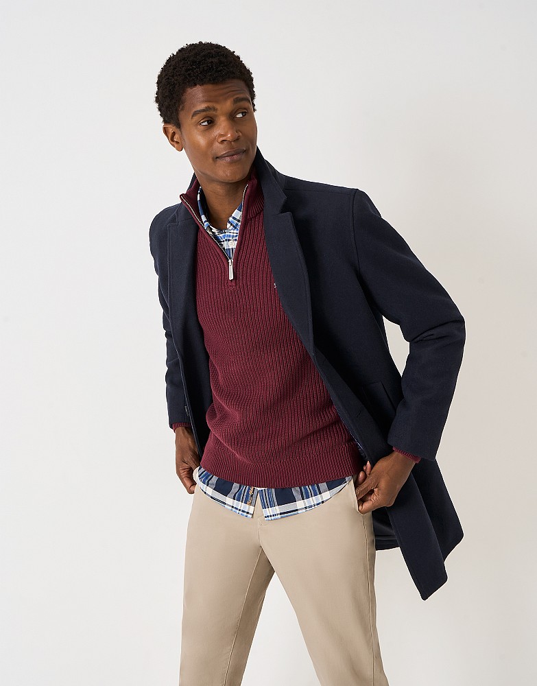 Petersfield Wool-Blend Crombie in Dark Navy