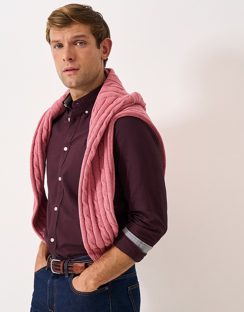 Slim Fit Oxford Shirt in Burgundy