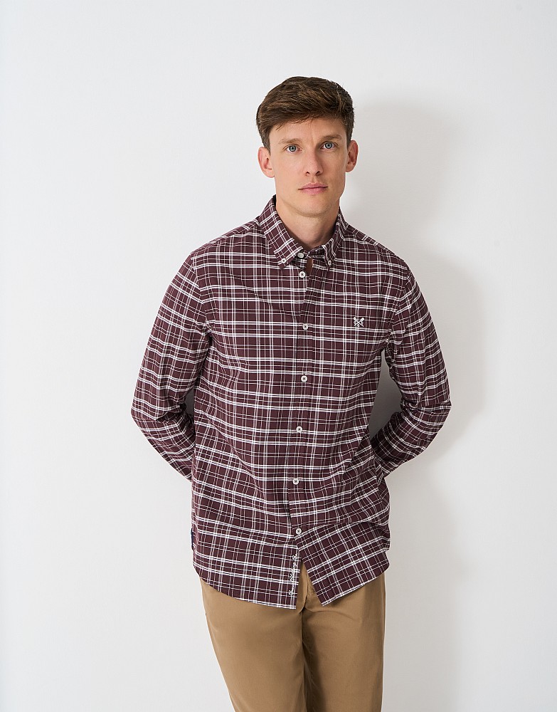 Slim Fit Check Shirt in Burgundy