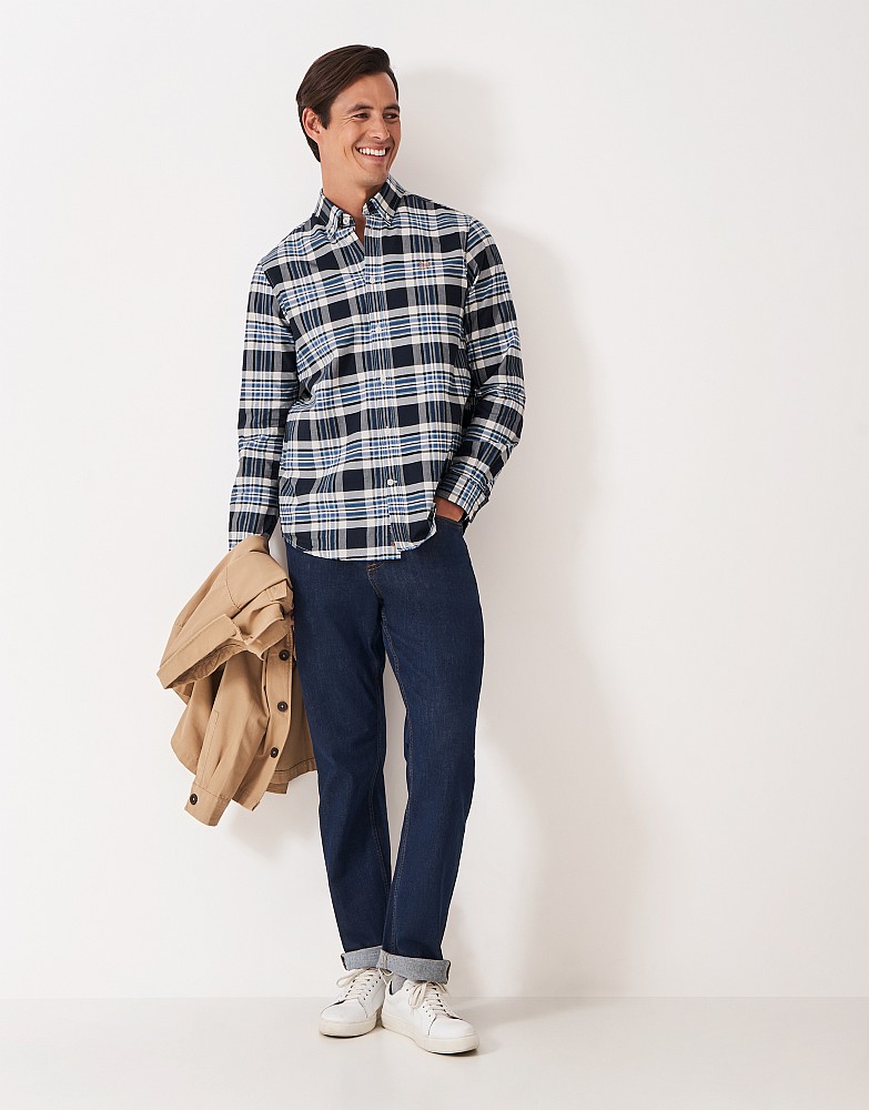 Classic Fit Check Oxford Shirt in Blue