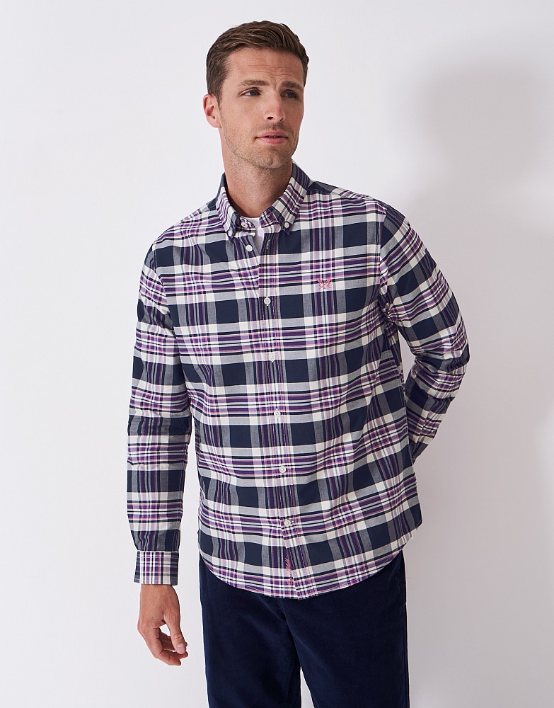 Classic Fit Check Oxford Shirt in Burgundy