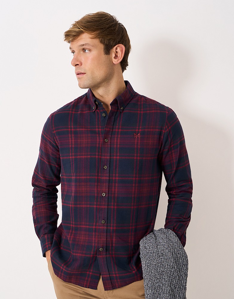 Check Flannel Shirt in Navy and Red