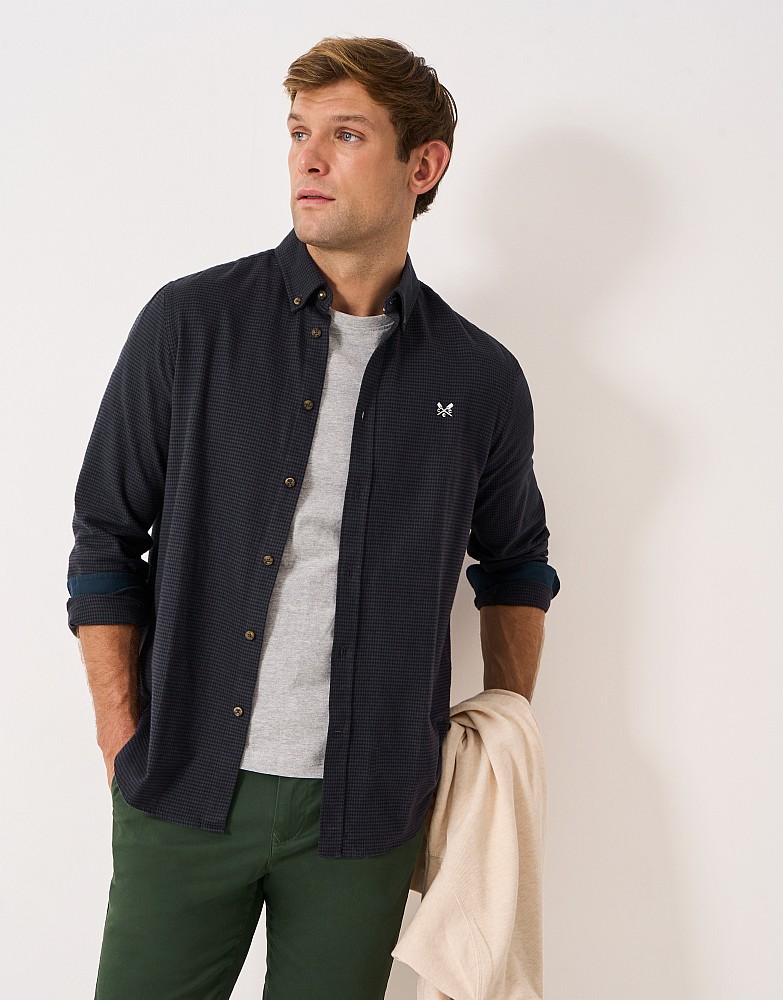 Classic Fit Houndstooth Shirt in Charcoal & Black