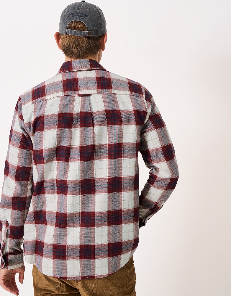 Cromoncent Men's Casual Plaid Flannel Shirt - Thick White Red Button-Down With Chest Pockets, Large - View #9