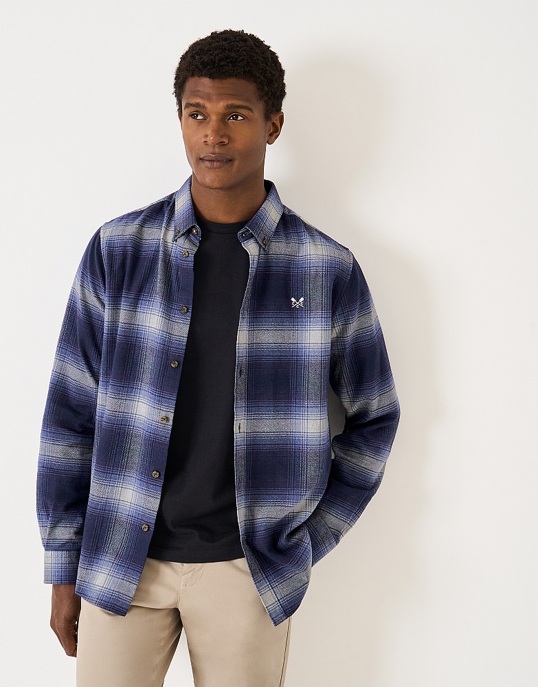 Filey Check Flannel Shirt in Blue
