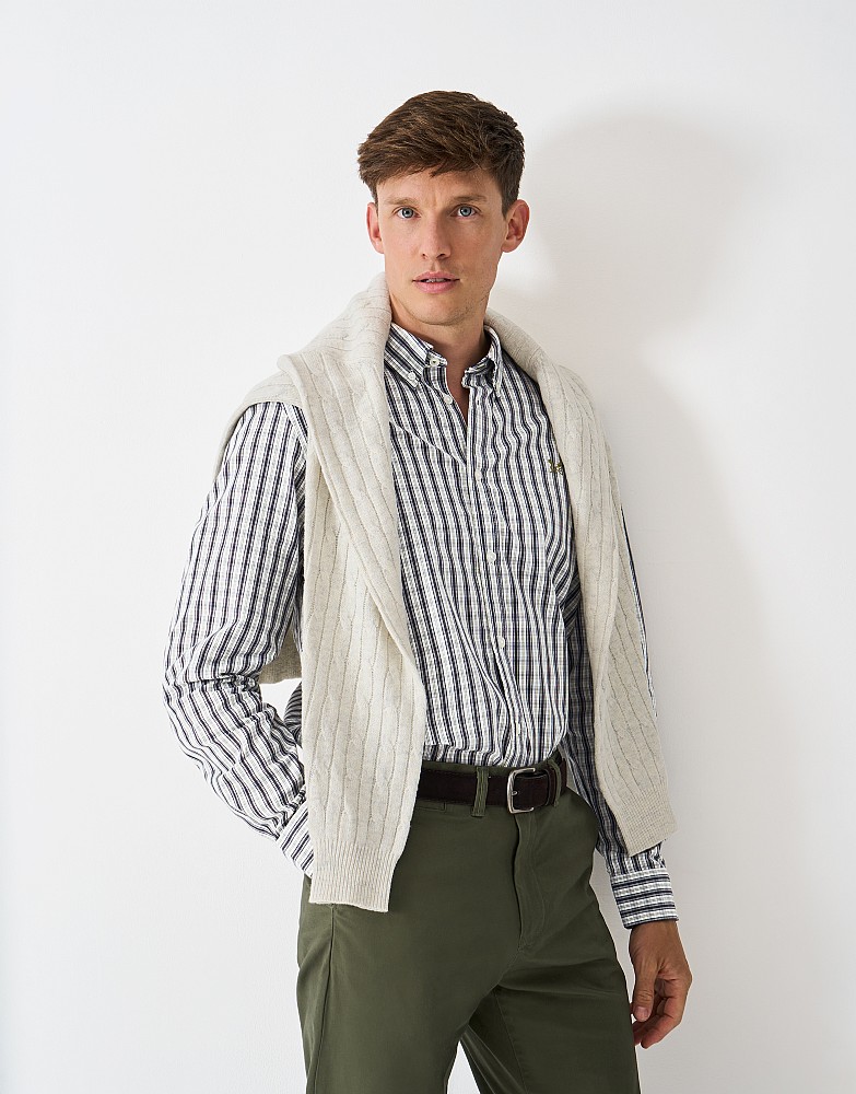 Classic Fit Check Poplin Shirt in Green & White