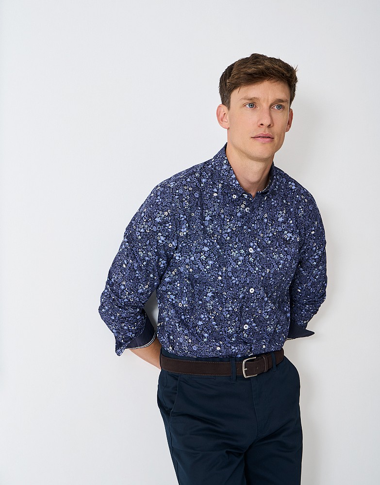 Meadow Print Slim Fit Shirt in Blue