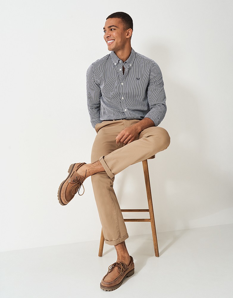 Micro Gingham Slim Shirt in Black and Navy