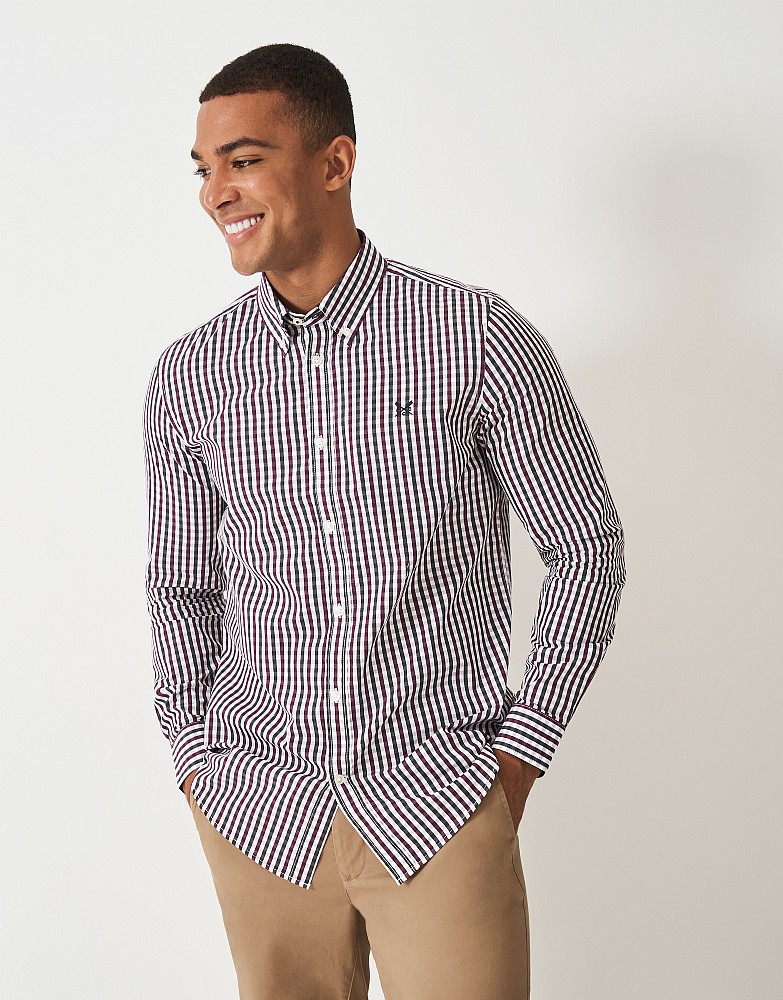 Micro Gingham Shirt in Burgundy and Charcoal