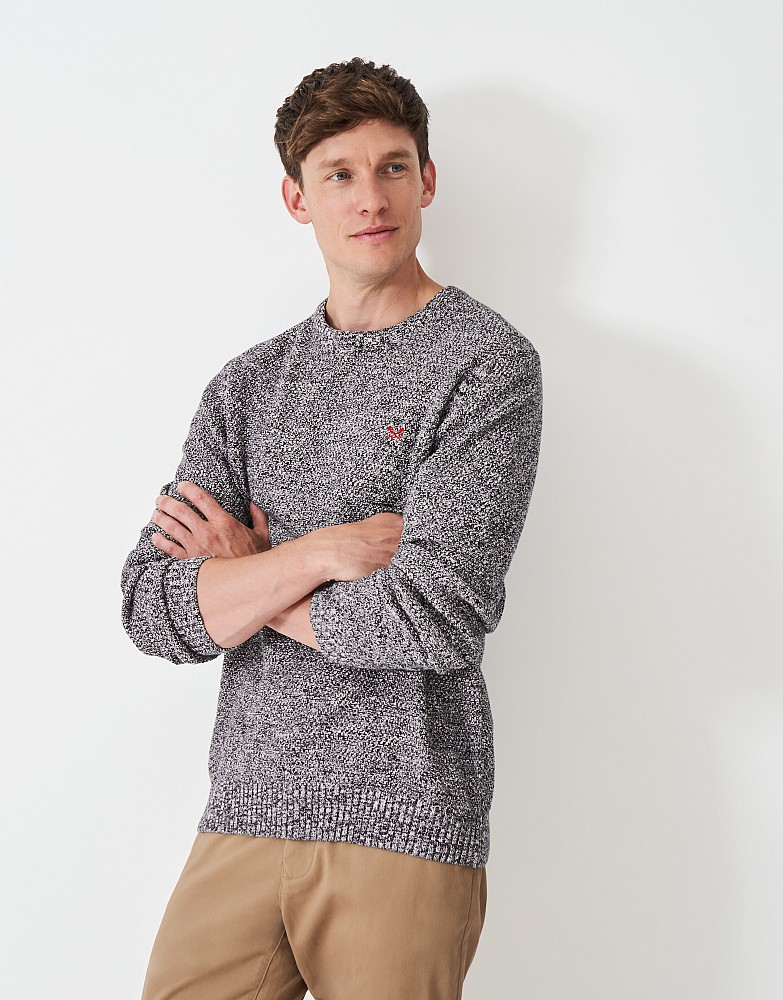 Textured Twist Crew Neck in Navy