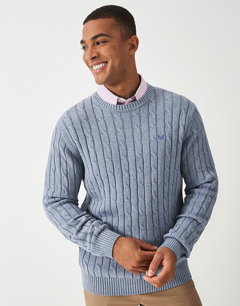 Crew Neck Oarsman Jumper in Light Blue