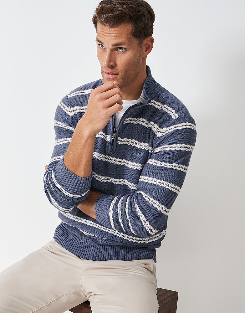 Rope Detail Half Zip Sweatshirt in Flint Grey - grey