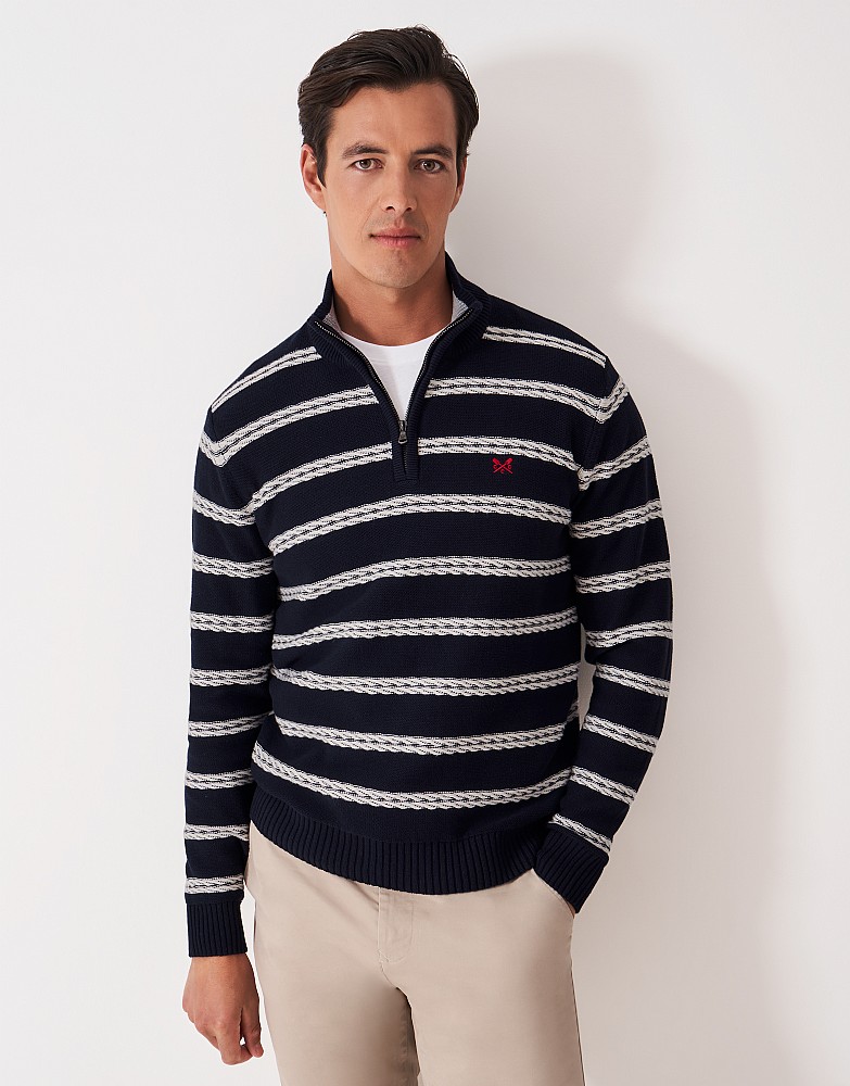 Rope Detail Half Zip Sweatshirt in Navy