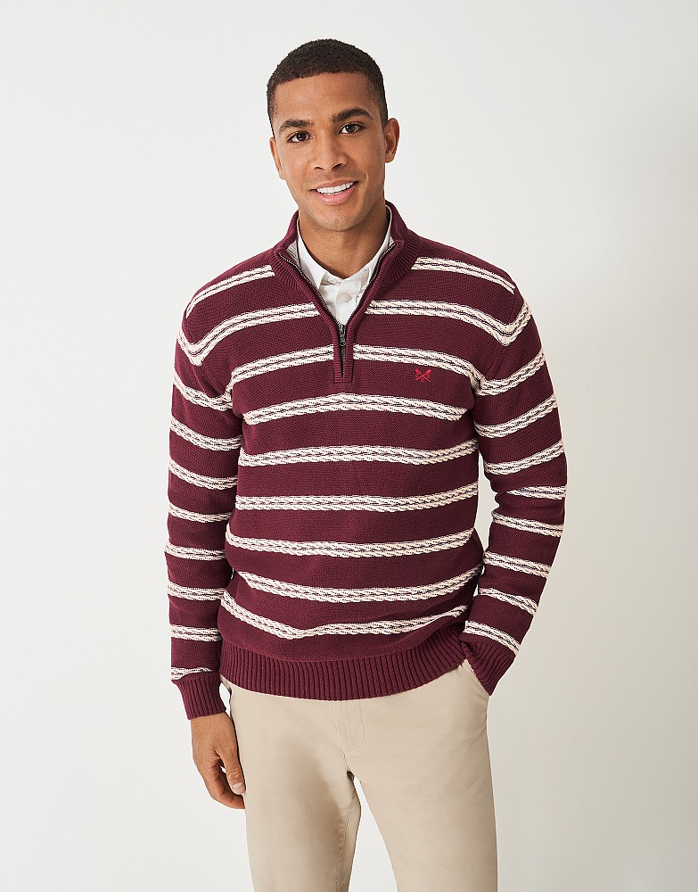 Rope Detail Half Zip Sweatshirt in Burgundy