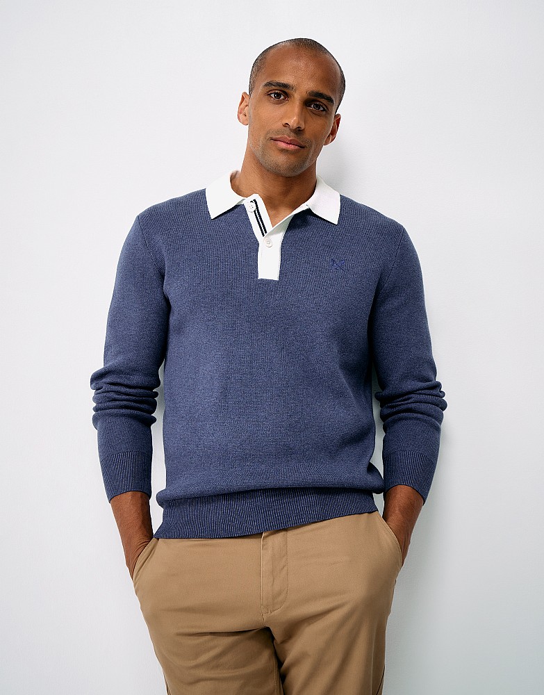 Knitted Cotton Rugby in Indigo Blue