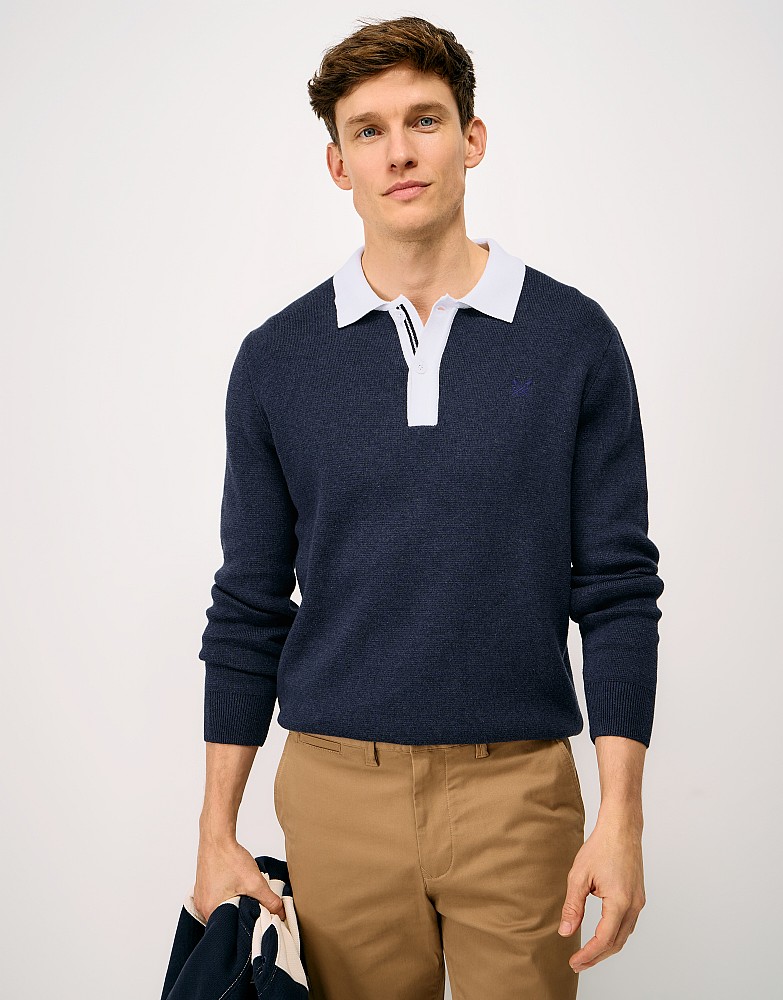 Knitted Cotton Rugby in Navy