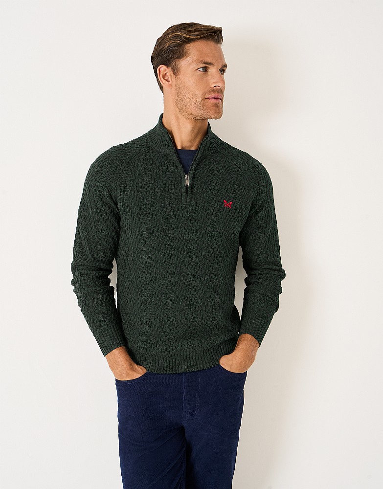 Textured Half Zip in Green