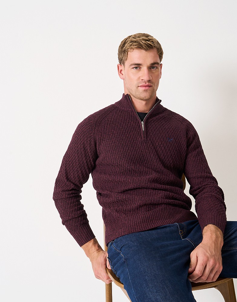 Textured Half Zip in Burgundy