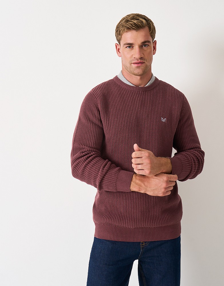 Fisherman Rib Crew Neck in Burgundy
