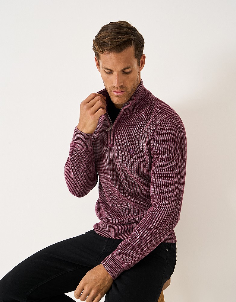 Fisherman Rib Quarter Zip in Burgundy