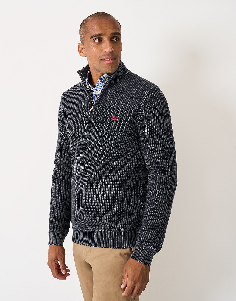 Fisherman Rib Quarter Zip in Navy