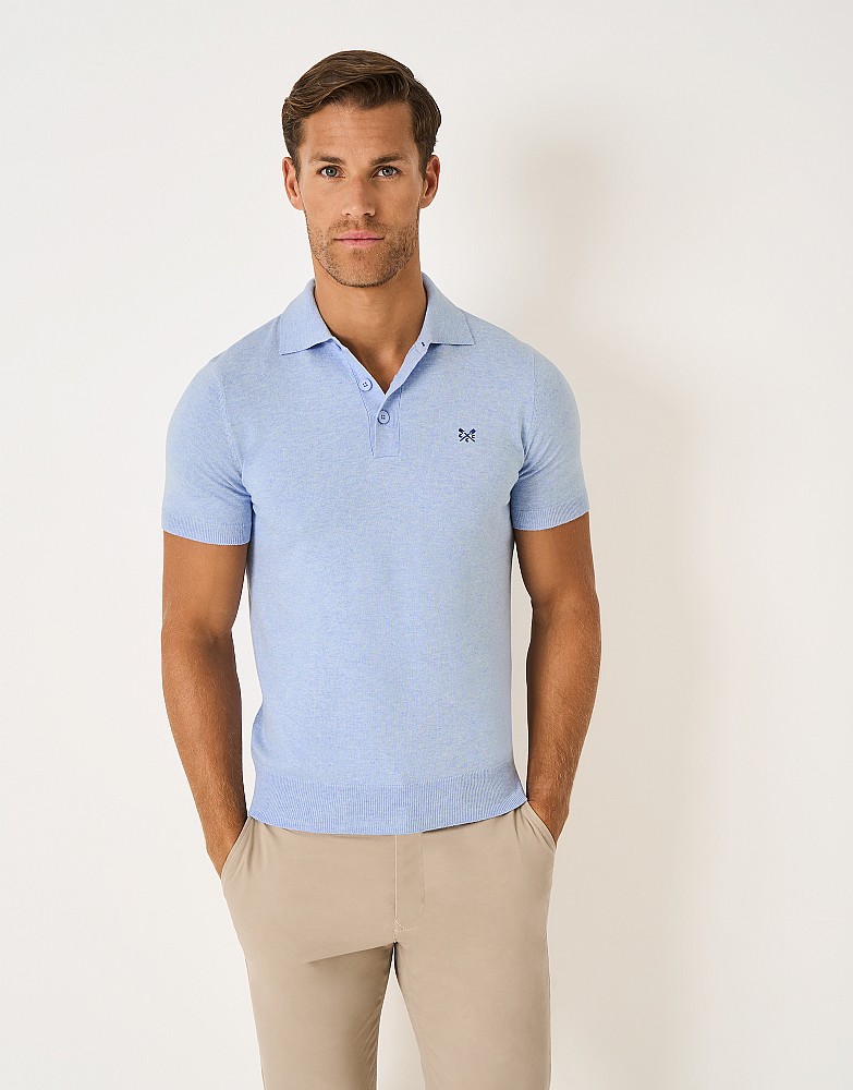 Short Sleeve Polo Jumper in Blue