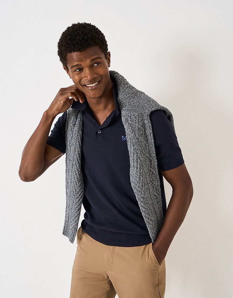 Short Sleeve Polo Jumper in Navy